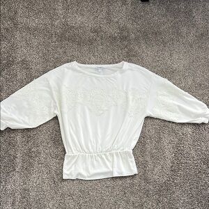 Express Cream Lace Detail Blouse 3/4 sleeves woman size L